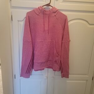 Adidas Women's Pink Hoodie with Stripes